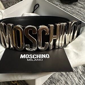 Moschino Bold Black and Silver Belt